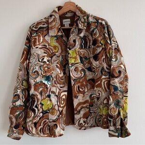 Chico’s artsy cotton jacket fall color swirl